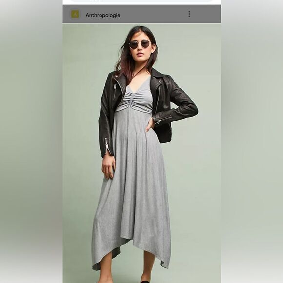 Anthropologie’s Maeve gray knit asymmetrical sleeveless midi dress medium Petite - Picture 1 of 10